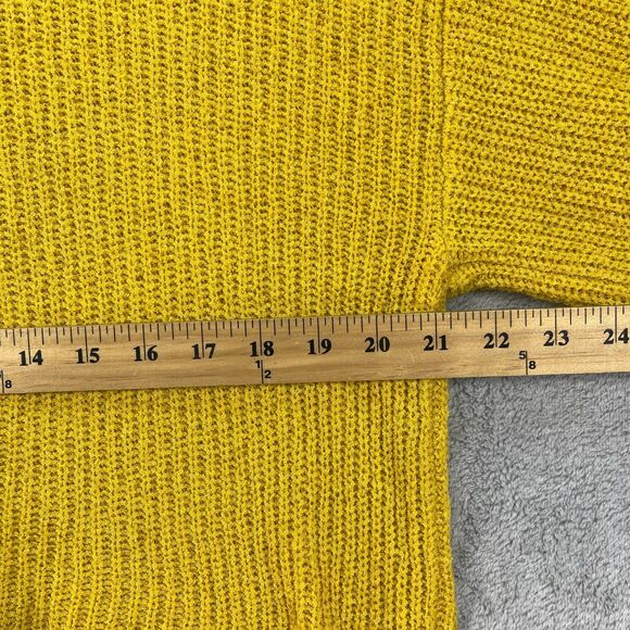 Anthropologie Cardigan Sweater Women Mustard Yellow Tight Knit Open Front Winter - Picture 8 of 11